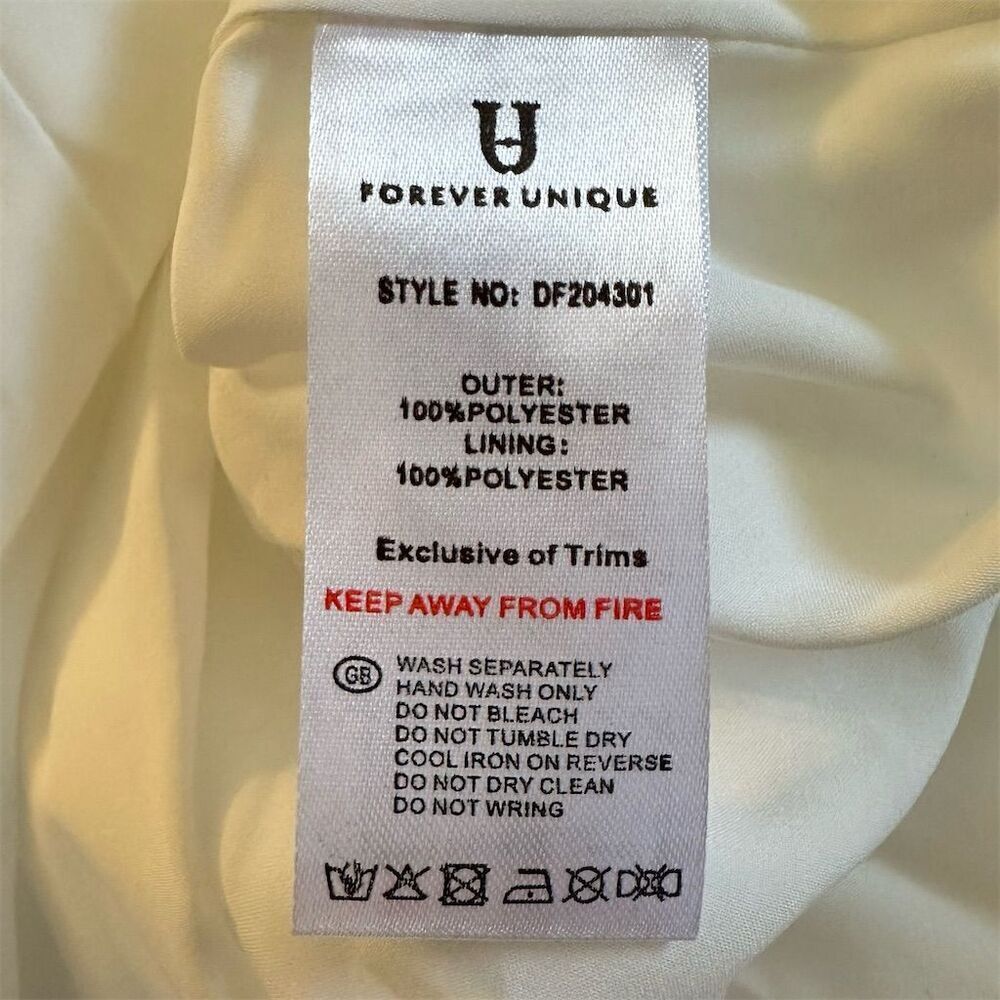Forever Unique Bright White Eye Lash Ankle Length Spaghetti Strap Formal Dress - Picture 10 of 12